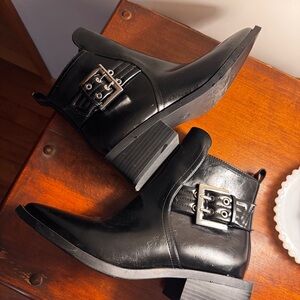 Wild Fable Black Ankle Boots with Buckle Detail